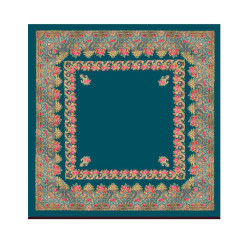 mantón estampado rosas azul