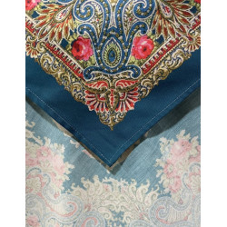 mantón estampado rosas azul