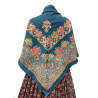 mantón estampado rosas azul