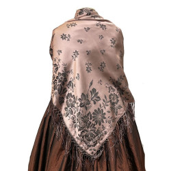mantón de seda negro-rosa
