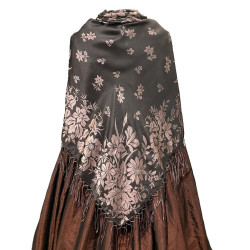 mantón de seda negro-rosa
