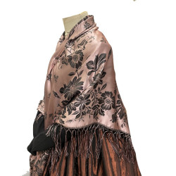 mantón de seda negro-rosa