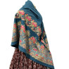 mantón estampado rosas azul