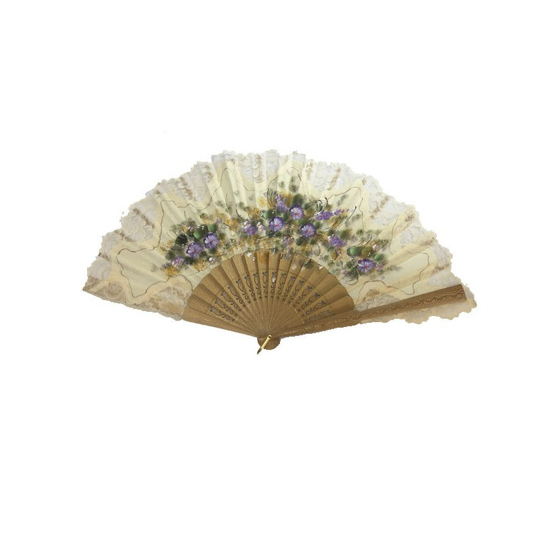 abanico pericón blonda flores rosa