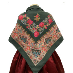 MANTÓN ESTAMPADO ENREJADO VERDE BOTELLA