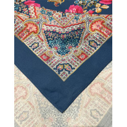 MANTÓN ESTAMPADO ENREJADO AZUL PLOMO