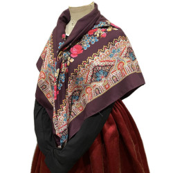 MANTÓN ESTAMPADO ENREJADO GRANATE