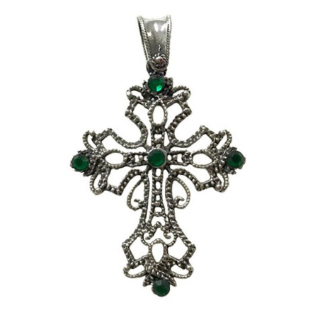 cruz de plata de ley  esmeralda