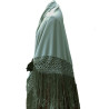 mantón de manila verde agua liso