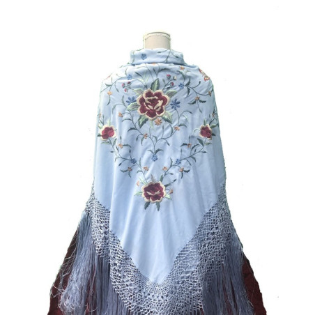 mantón de manila azul claro colores
