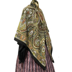 MANTÓN ESTAMPADO ARABESCOS NEGRO