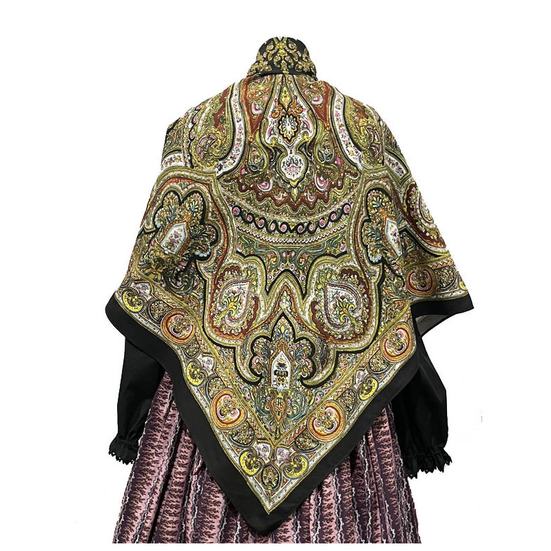 MANTÓN ESTAMPADO ARABESCOS NEGRO