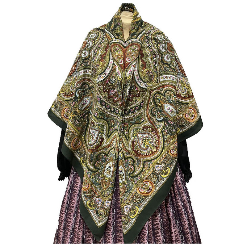 MANTÓN ESTAMPADO ARABESCOS VERDE