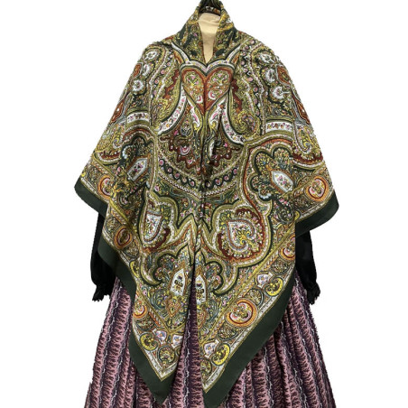 MANTÓN ESTAMPADO ARABESCOS VERDE