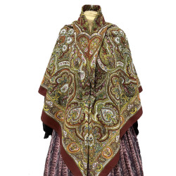 MANTÓN ESTAMPADO ARABESCOS GRANATE
