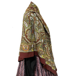 MANTÓN ESTAMPADO ARABESCOS GRANATE