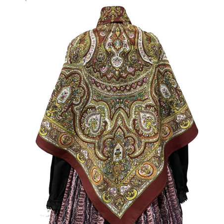 MANTÓN ESTAMPADO ARABESCOS GRANATE