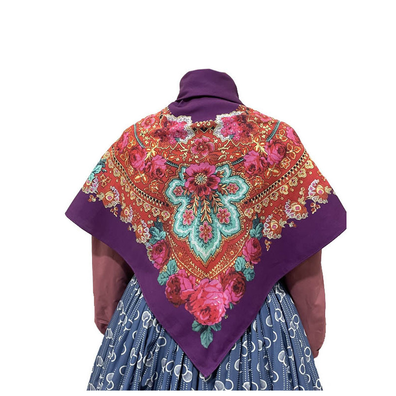 MANTÓN ESTAMPADO  FLORES MORADO