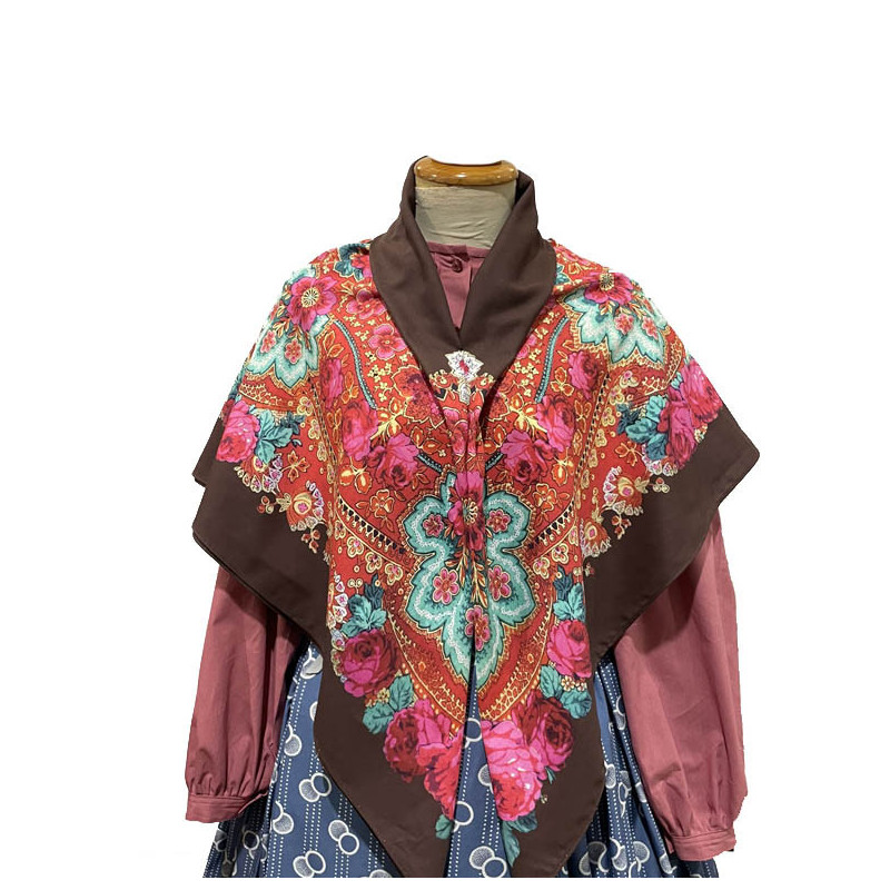 MANTÓN ESTAMPADO FLORES MARRÓN