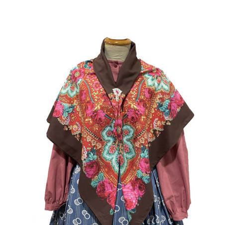 MANTÓN ESTAMPADO FLORES MARRÓN