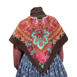 MANTÓN ESTAMPADO FLORES MARRÓN