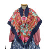 MANTÓN ESTAMAPDO FLORES AZUL MARINO