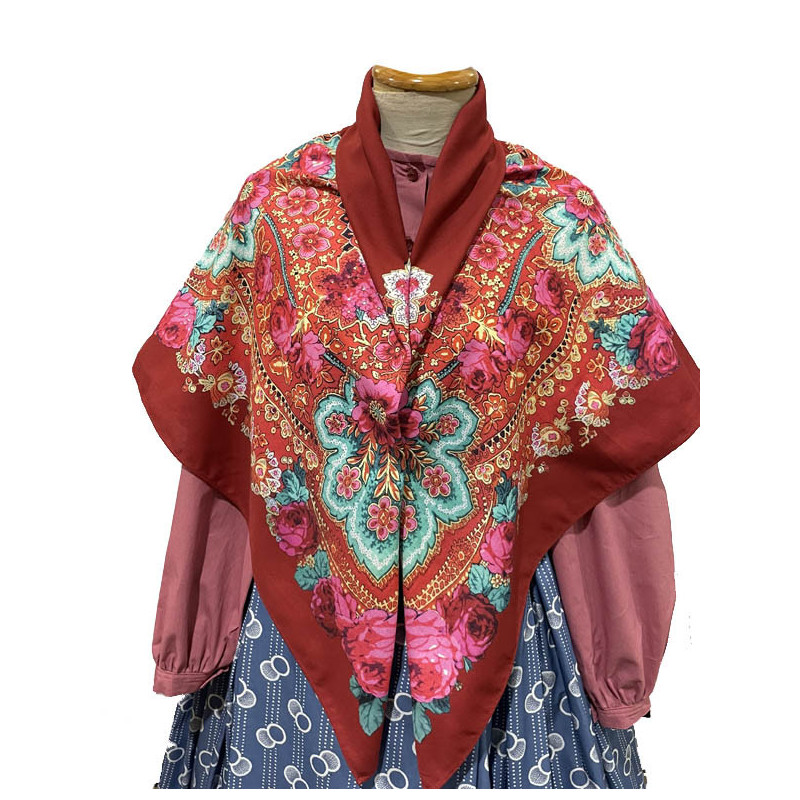 MANTÓN ESTAMPADO FLORES ROJO