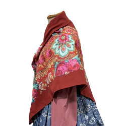 MANTÓN ESTAMPADO FLORES ROJO