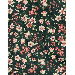 TELA DE ALGODÓN FLORECITAS VERDE BOTELLA