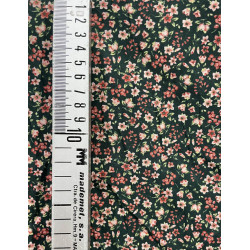 TELA DE ALGODÓN FLORECITAS VERDE BOTELLA