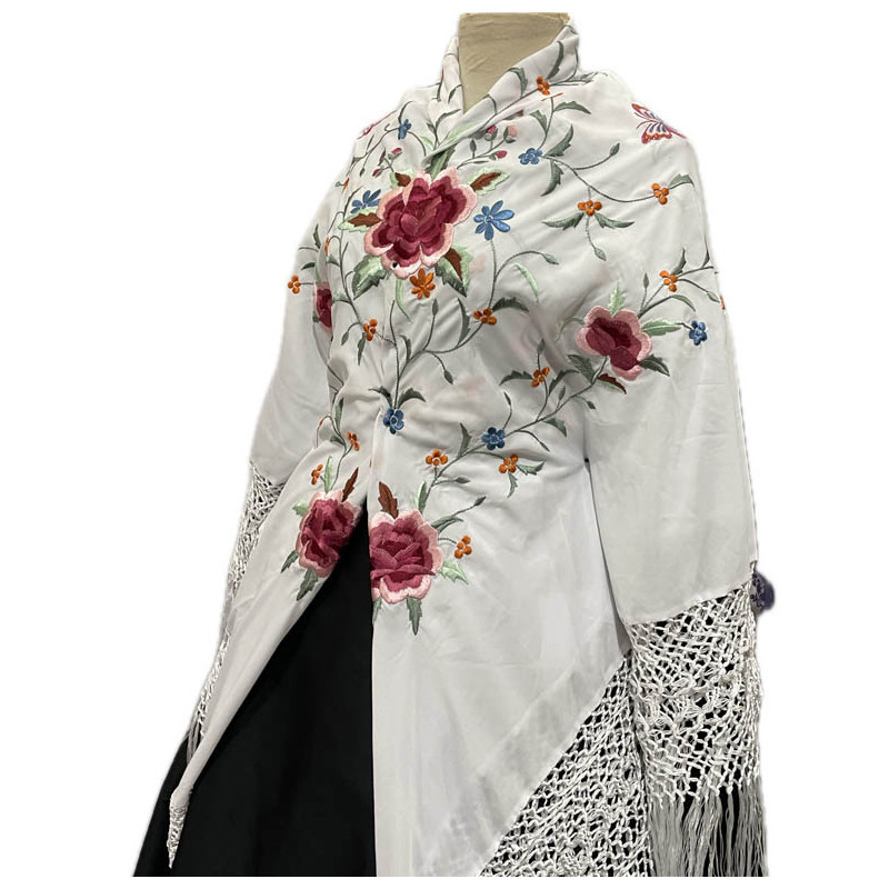 mantón de manila azul claro colores