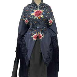 mantón de manila azul claro colores