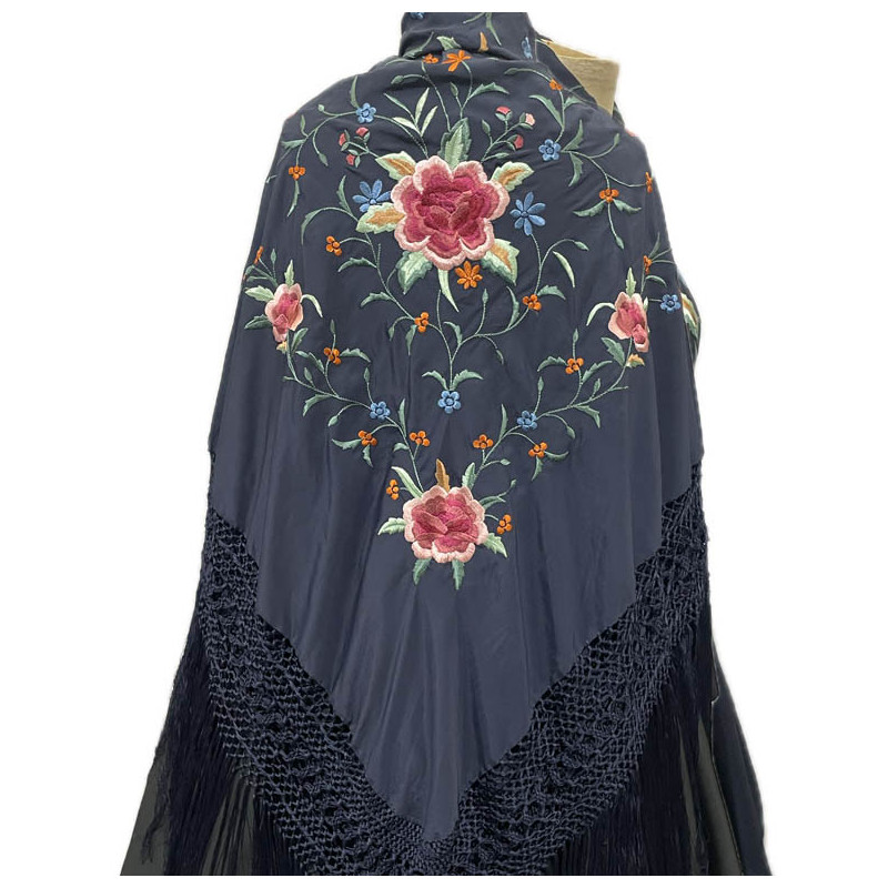 mantón de manila azul claro colores