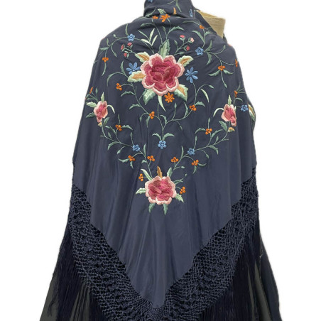 mantón de manila azul claro colores