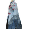 mantón de manila azul claro colores