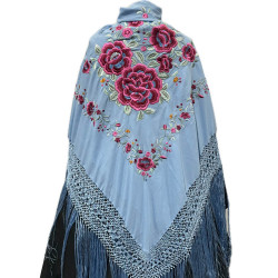 mantón de manila azul claro colores