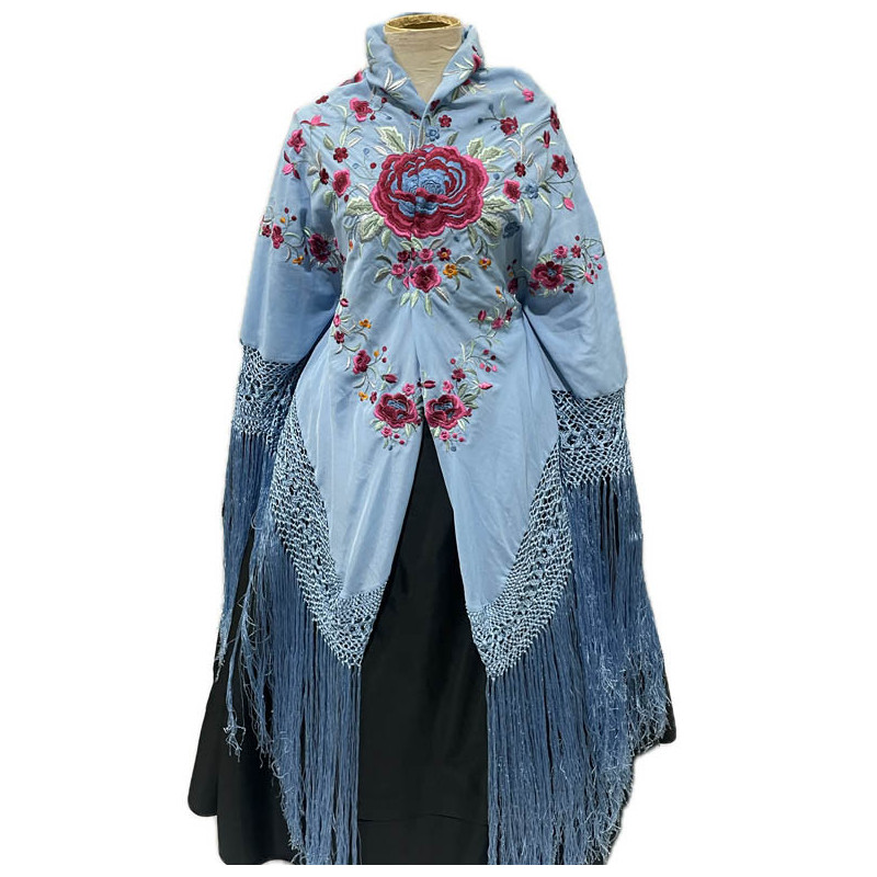 mantón de manila azul claro colores