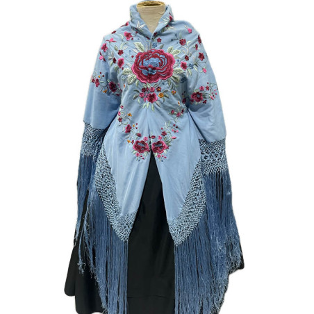 mantón de manila azul claro colores