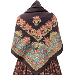 mantón estampado rosas granate