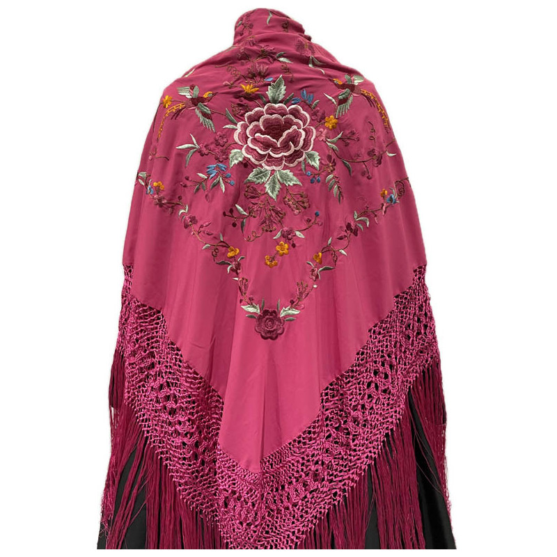 MANTÓN DE MANILA FUCSIA FLOR COLORES