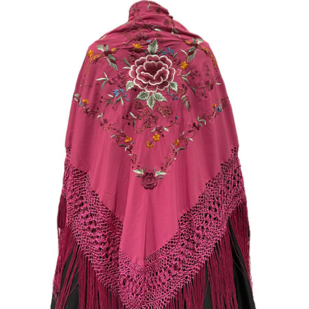 MANTÓN DE MANILA FUCSIA FLOR COLORES
