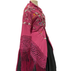 MANTÓN DE MANILA FUCSIA FLOR COLORES