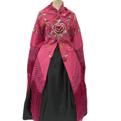 MANTÓN DE MANILA FUCSIA FLOR COLORES