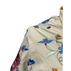 MANTÓN DE MANILA BEIGE FLOR COLORES