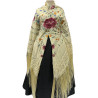 MANTÓN DE MANILA BEIGE FLOR COLORES