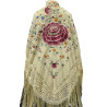 MANTÓN DE MANILA BEIGE FLOR COLORES