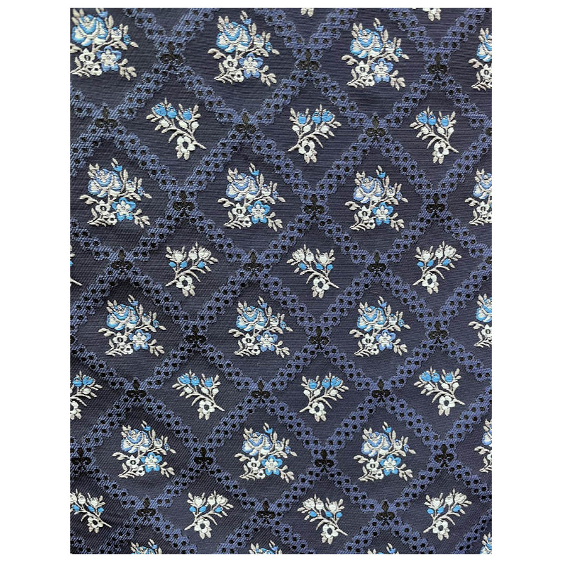 TELA AZUL MARINO  FLOR AZUL PLOMO