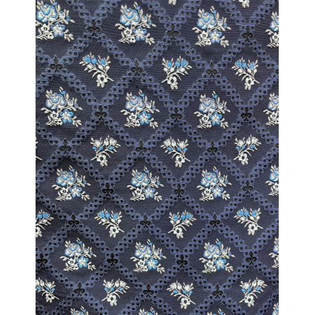 TELA AZUL MARINO  FLOR AZUL PLOMO
