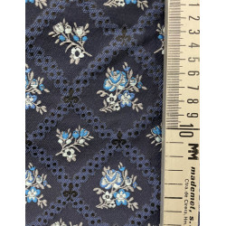 TELA AZUL MARINO  FLOR AZUL PLOMO