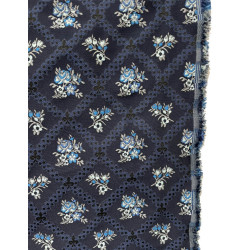 TELA AZUL MARINO  FLOR AZUL PLOMO